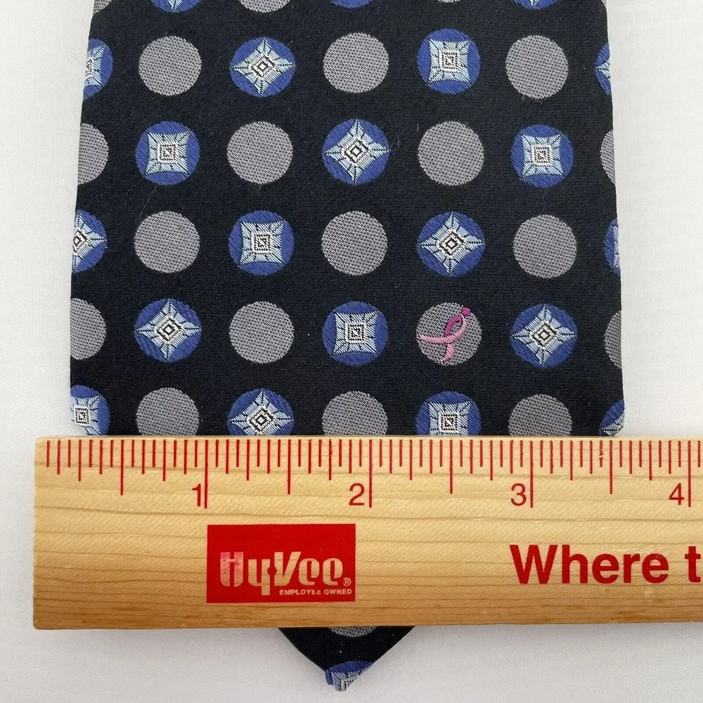 KNOTS‎ FOR HOPE Men's Silk Designer Necktie Black/Blue Geometric 62